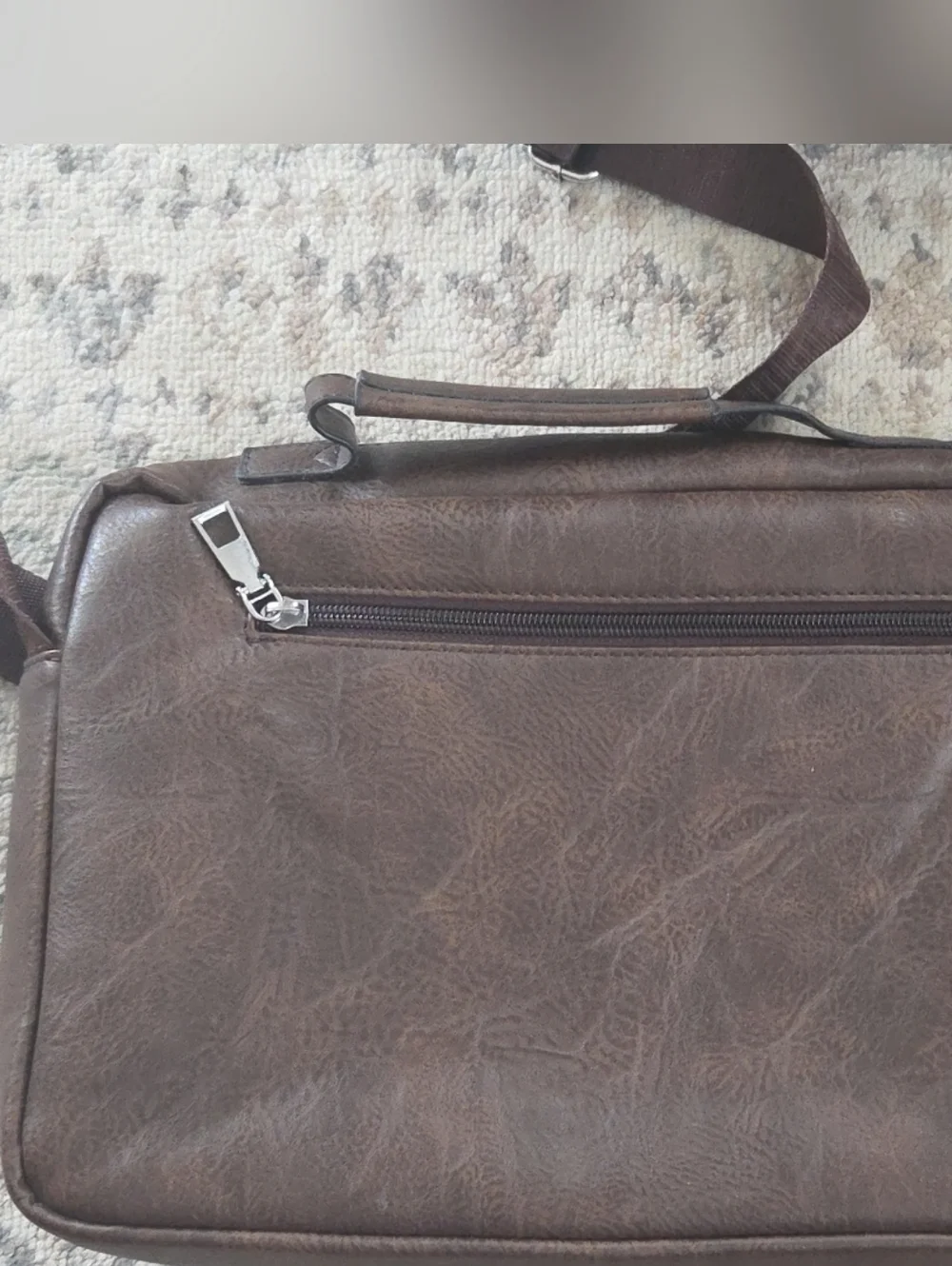 WEIXIER Men's PU Shoulder Bag Crossbody Bags Leather Handbag Dark Brown